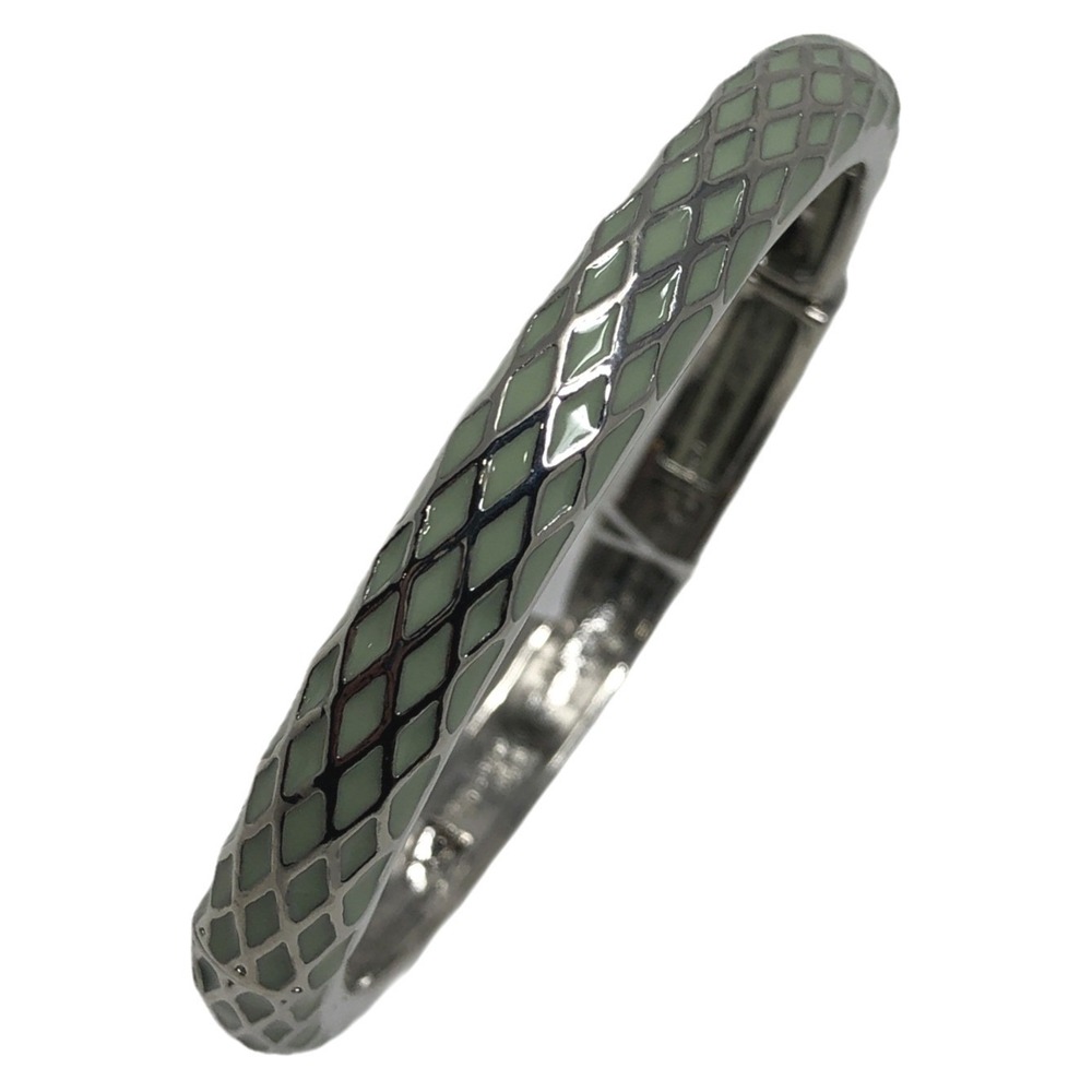 Lia Sophia Bracelet Mint Green Silver Tone Cross Hatch‎ Snake Stretch Bracelet